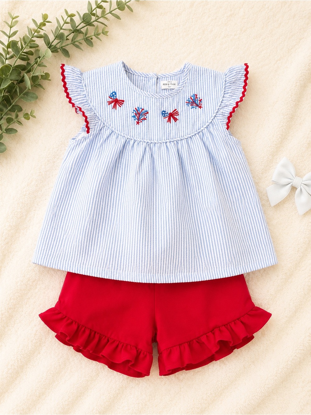 Abby & Evie Striped Blue & Red Toddler Two-Piece Set